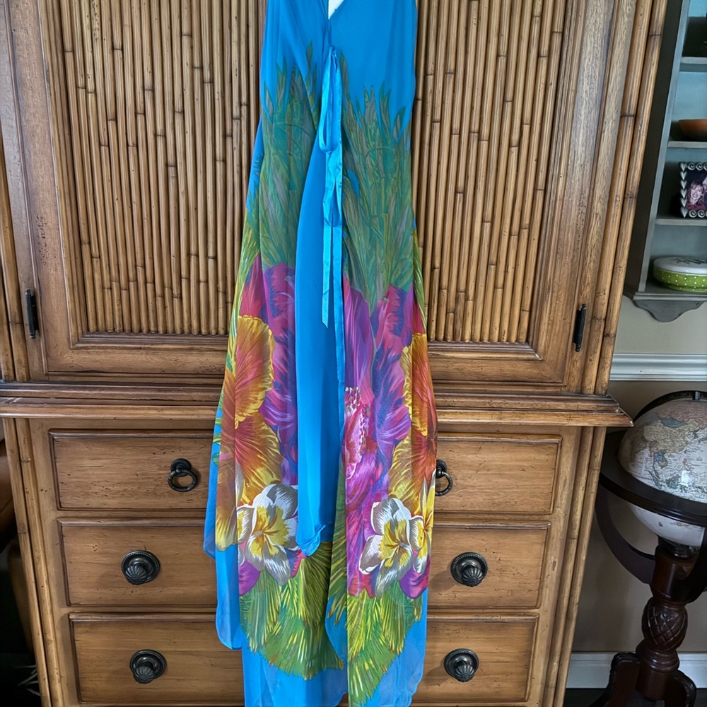 Vibrant Blue Floral Maxi Dress